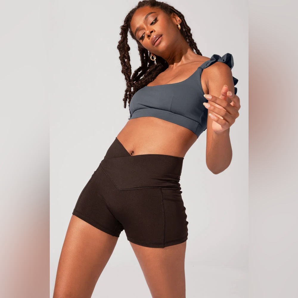 🆕 Popflex Black Crisscross Hourglass Booty Shorts - Size Small